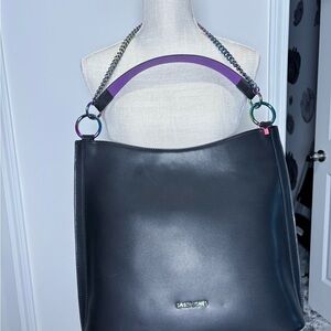 Sassy Jones Elegant Black and Purple Shoulder Bag